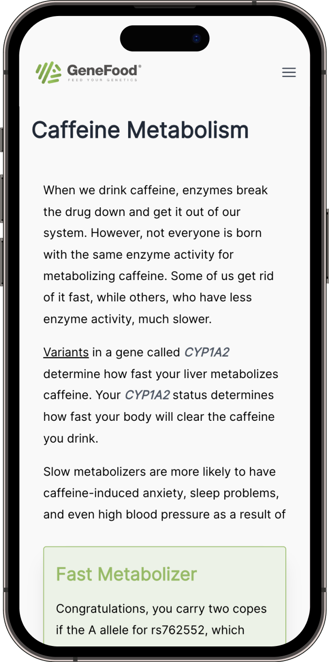 Caffeine metabolism report example