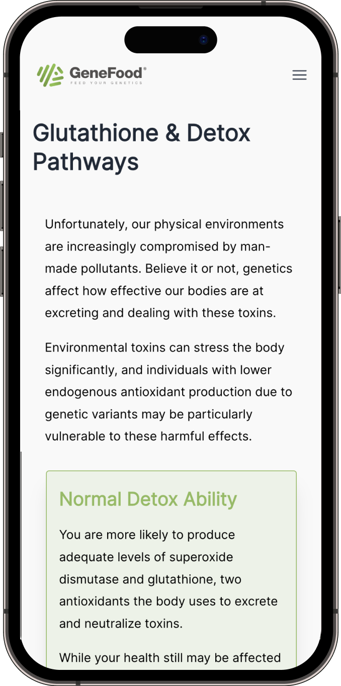 Glutathione & Detox Pathways Genetic Test - Gene Food