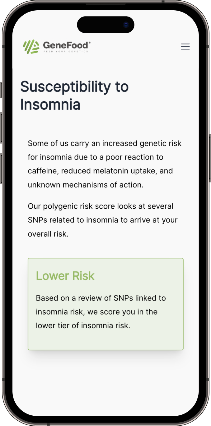 Insomnia risk report example