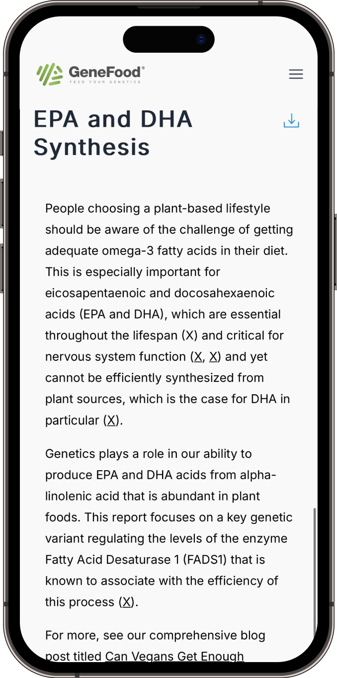 Omega-3 Synthesis Genetic Report example