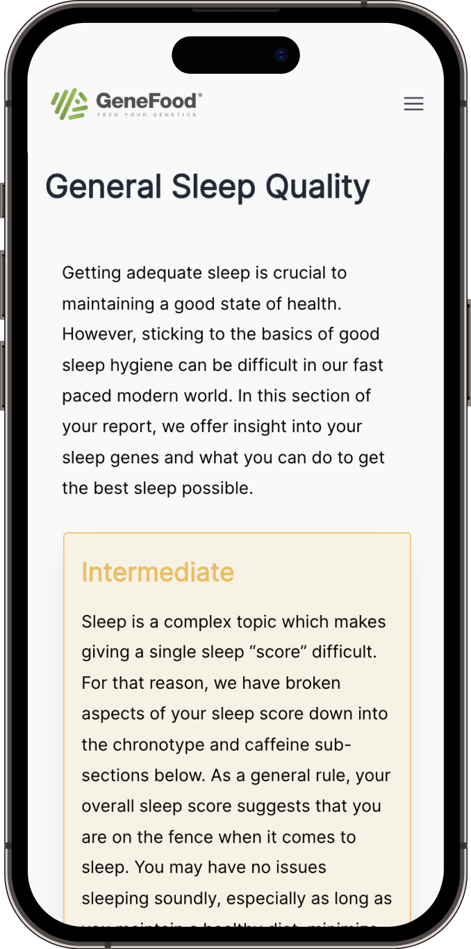 Sleep quality report example