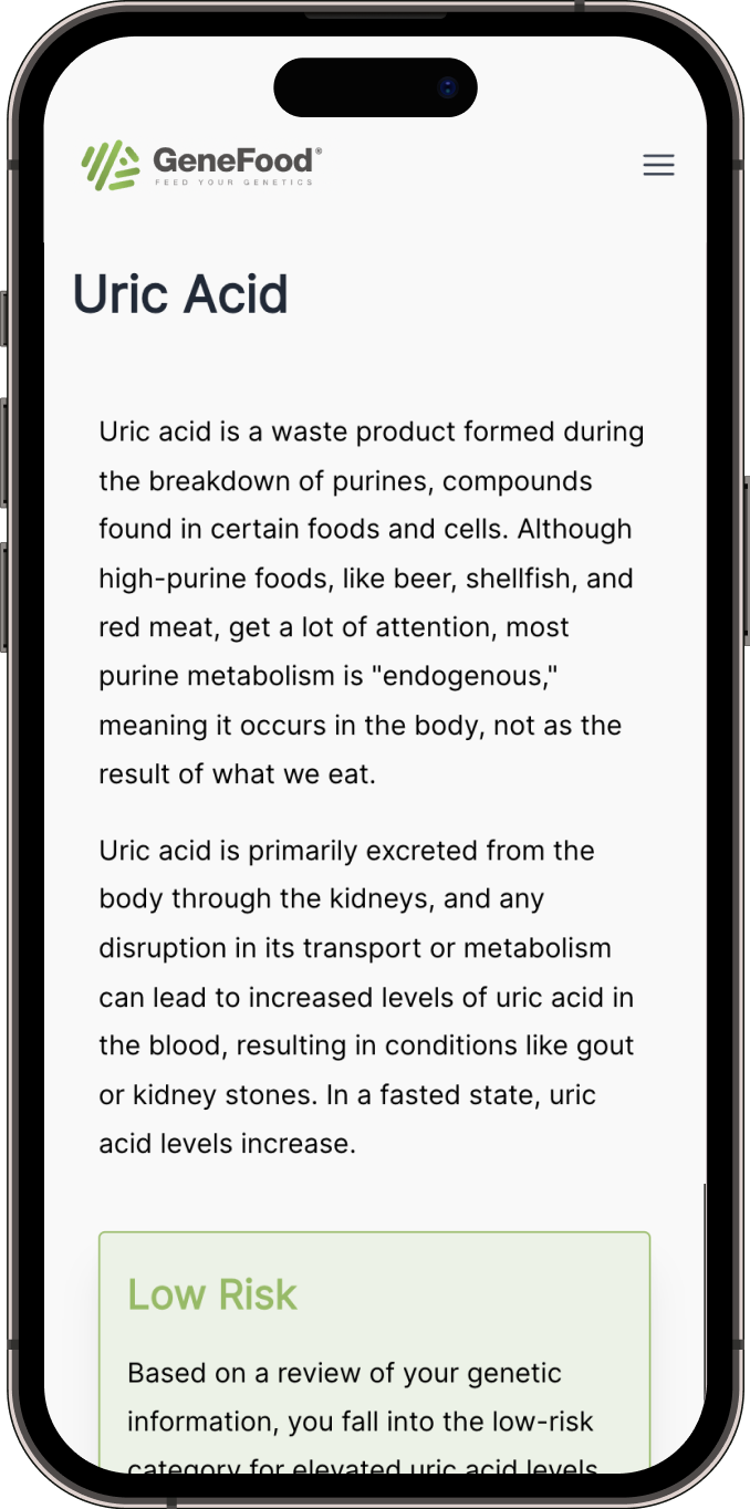 Uric acid report example